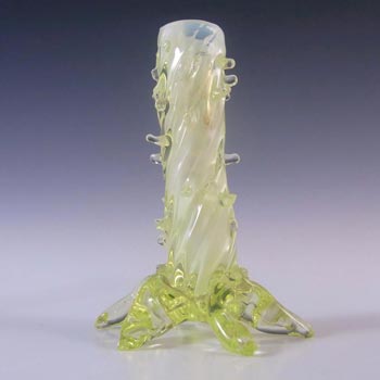John Walsh Victorian Vaseline/Uranium Glass Thorn Vase #1