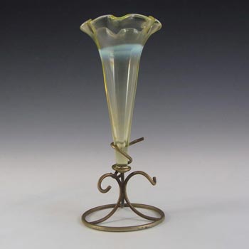 Victorian Vaseline / Uranium Glass + Silver Epergne Vase #2