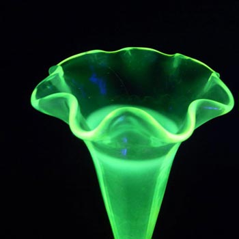 Victorian Vaseline / Uranium Glass + Silver Epergne Vase #2