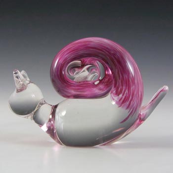 Wedgwood Speckled Pink Glass Snail Paperweight RSW268