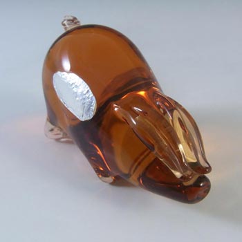 Wedgwood Topaz Glass Lilliput Pig Paperweight L5019 - Marked