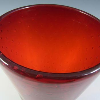 Whitefriars #9117 Large Ruby Red Glass Lobed Bubble Vase