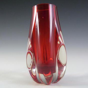 Whitefriars #9727 Baxter Ruby Red Glass Lobed Vase