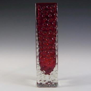 Whitefriars #9683 Baxter Ruby Red Glass 6.75" Nailhead Vase