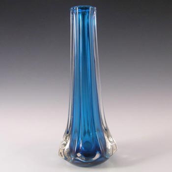 Whitefriars #9781 Baxter Kingfisher Blue Glass Eight Sided Vase