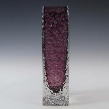 Whitefriars #9683 Baxter Aubergine Glass 6.75\" Nailhead Vase
