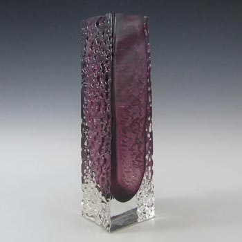 Whitefriars #9683 Baxter Aubergine Glass 6.75" Nailhead Vase