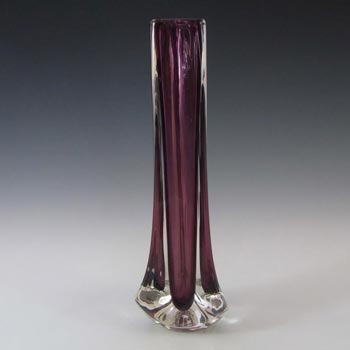 Whitefriars #9570 Baxter Aubergine Glass Three Sided Vase