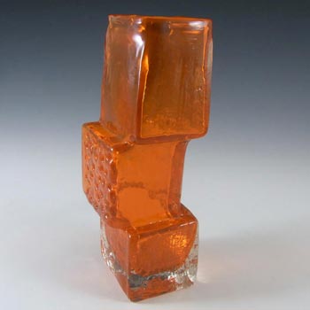 Whitefriars #9673 Baxter Tangerine Glass Drunken Bricklayer Vase