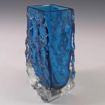 Whitefriars #9686 Baxter Kingfisher Blue Glass Textured Coffin Vase
