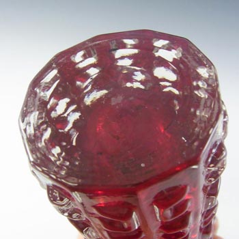 Whitefriars #9816 Baxter Ruby Red Glass Aztec Vase