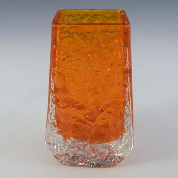 Whitefriars #9686 Baxter Tangerine Glass Textured Coffin Vase