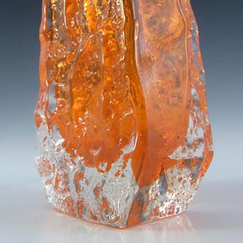 Whitefriars #9686 Baxter Tangerine Glass Textured Coffin Vase