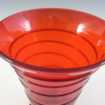 Whitefriars #9296 Ruby Red Glass Ribbon Trail Vase
