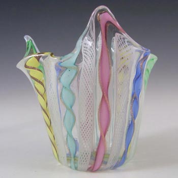 Murano Glass Zanfirico Fazzoletto Handkerchief Vase