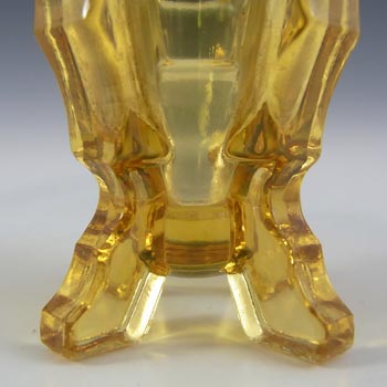 Bagley #3007 Art Deco 4.25" Vintage Amber Glass 'Bamboo' Vase