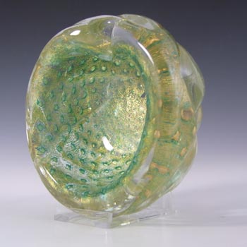 Barovier & Toso Murano Gold Leaf Green Glass Bubble Bowl