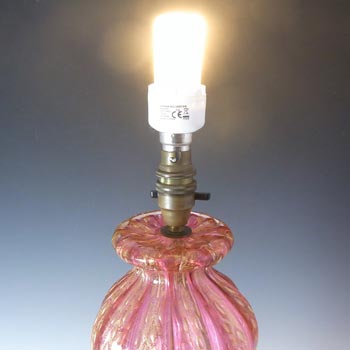 Barovier & Toso Murano Cordonato Oro Gold Leaf Pink Glass Lamp