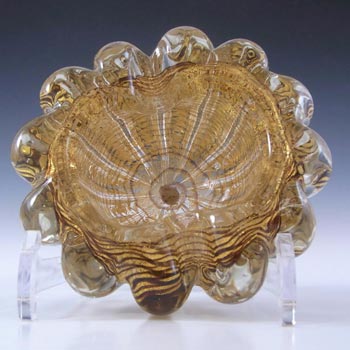 Barovier & Toso 'Zebrati' Murano Gold Leaf Glass Bowl