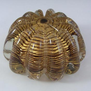 Barovier & Toso "Zebrati" Murano Gold Leaf Glass Bowl