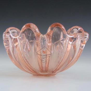 Barovier & Toso Murano Pink Glass Shell Bowl - Signed