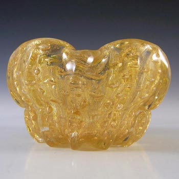 Barovier & Toso Murano Gold Leaf Bubble Glass Bowl