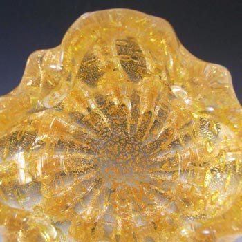 Barovier & Toso Murano Gold Leaf Bullicante Glass Bowl