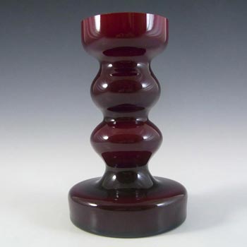 Polish Red Cased Hooped Glass Vase - Swedish Style