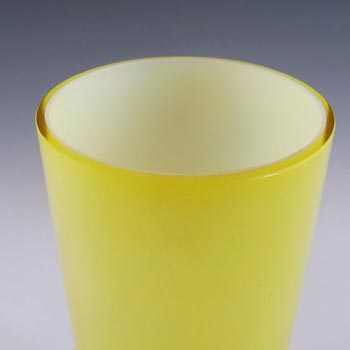 Scandinavian Vintage Orange & Yellow Cased Glass Hooped 7" Vase