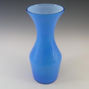 Alsterfors 1970's Scandinavian Blue Cased Glass 9.5" Vase