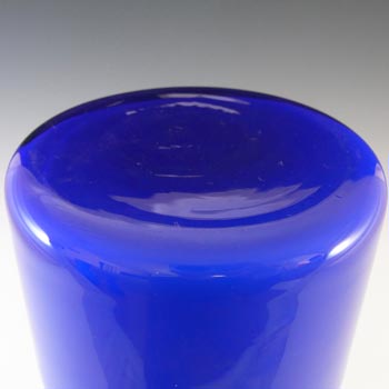 Lindshammar 1970's Swedish Blue Hooped Glass Vase