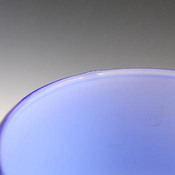 Empoli Italian 1970's Blue & Opal White Cased Glass 'Hooped' Vase