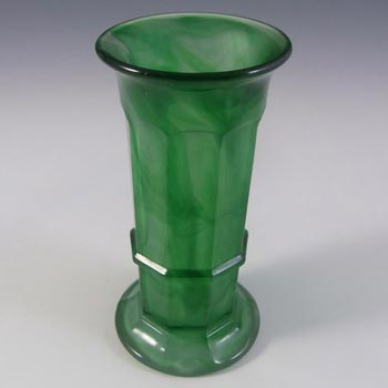 Davidson #279 British Art Deco Green Cloud Glass Vase