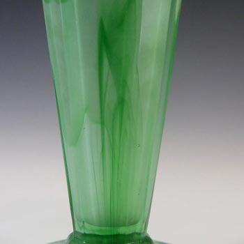 Davidson #51 British Art Deco Green Cloud Glass Vase