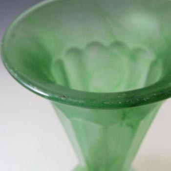 Davidson #51 British Art Deco Green Cloud Glass Vase