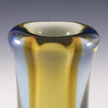 Mstisov Czech Amber/Blue Glass Vase 53094 - Frantisek Zemek