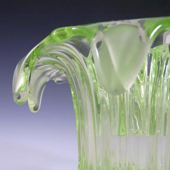 Sowerby Art Deco 1930s Uranium Green Glass 'Iris' Bowl