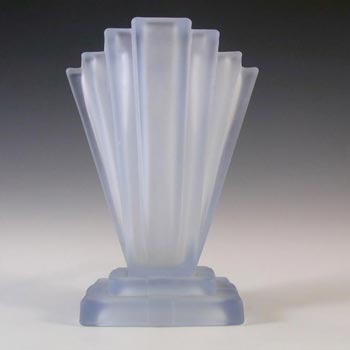 (image for) Bagley #334 Art Deco 6" Frosted Blue Glass 'Grantham' Vase