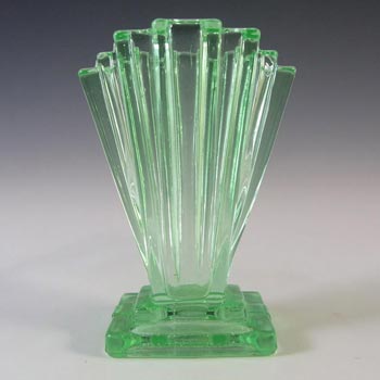 (image for) Bagley #334 Art Deco 4" Uranium Green Glass 'Grantham' Vase