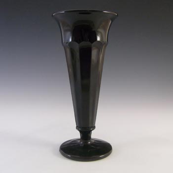 Davidson Art Deco 1930's Jet Black Glossy Glass Vase #50
