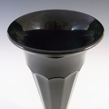 Davidson Art Deco 1930's Jet Black Glossy Glass Vase #50