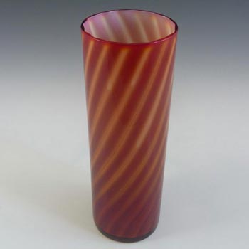 Elme 1970s Scandinavian Orange Cased Glass Striped Vase