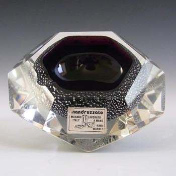 Mandruzzato Murano Faceted Black & Silver Glass Block Bowl