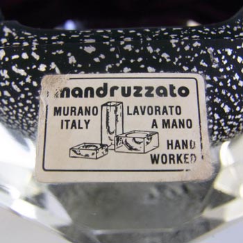 Mandruzzato Murano Faceted Black & Silver Glass Block Bowl