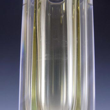 Murano Faceted Yellow & Clear Sommerso Glass Block Vase