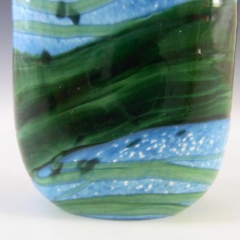 Gozo Maltese Blue & Green Glass 'Seaweed' Vase - Signed