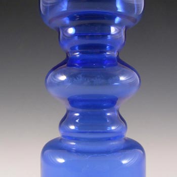 Scandinavian Style Vintage Blue Hooped Glass Romanian Vase
