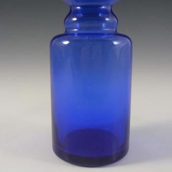 Scandinavian Style Vintage Blue Hooped Glass Romanian Vase