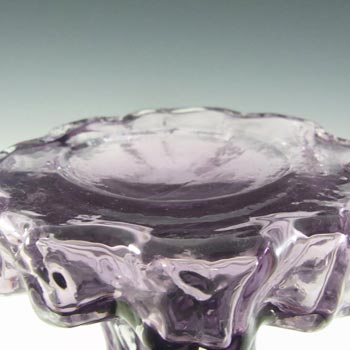 Ingrid/Ingridglas 1970's Purple Glass Bark Textured Vase