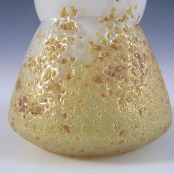 Kralik Art Nouveau Iridescent Pearl & Gold Frit Glass Vase